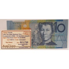 AUSTRALIA 1993 . TEN DOLLARS BANKNOTE . SPECIMEN . RARE
